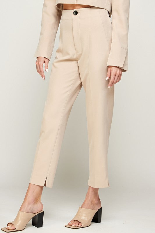 High waisted beige dress pants