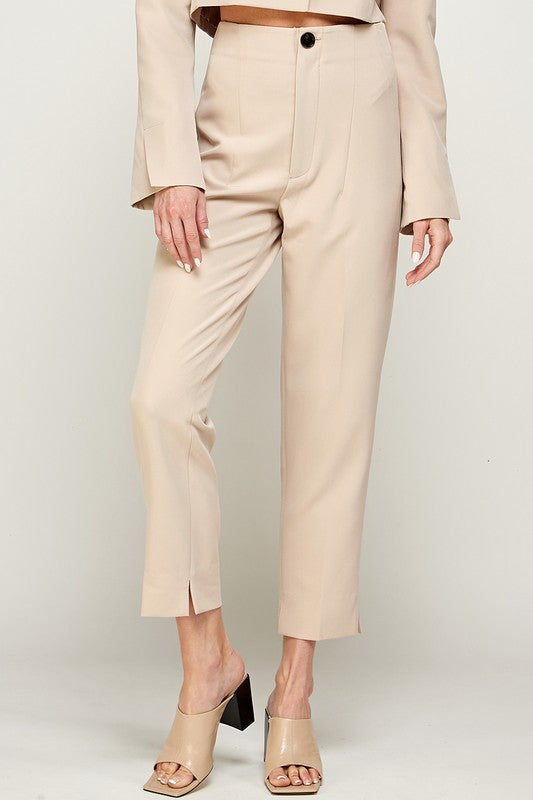 High waisted beige dress pants