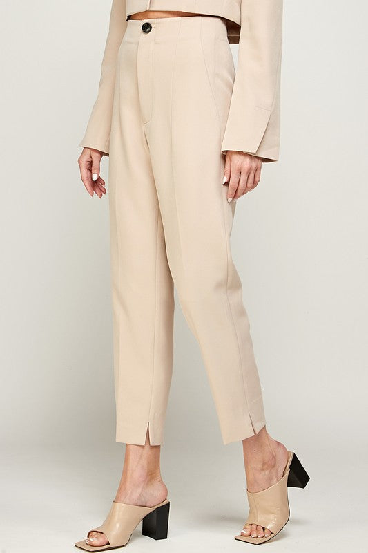 High waisted beige dress pants