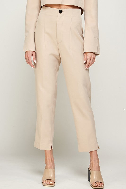 High waisted beige dress pants