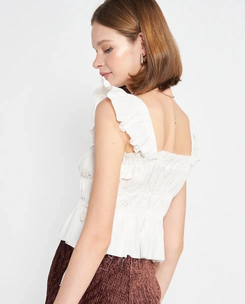 Square Neck Ruffle Tank