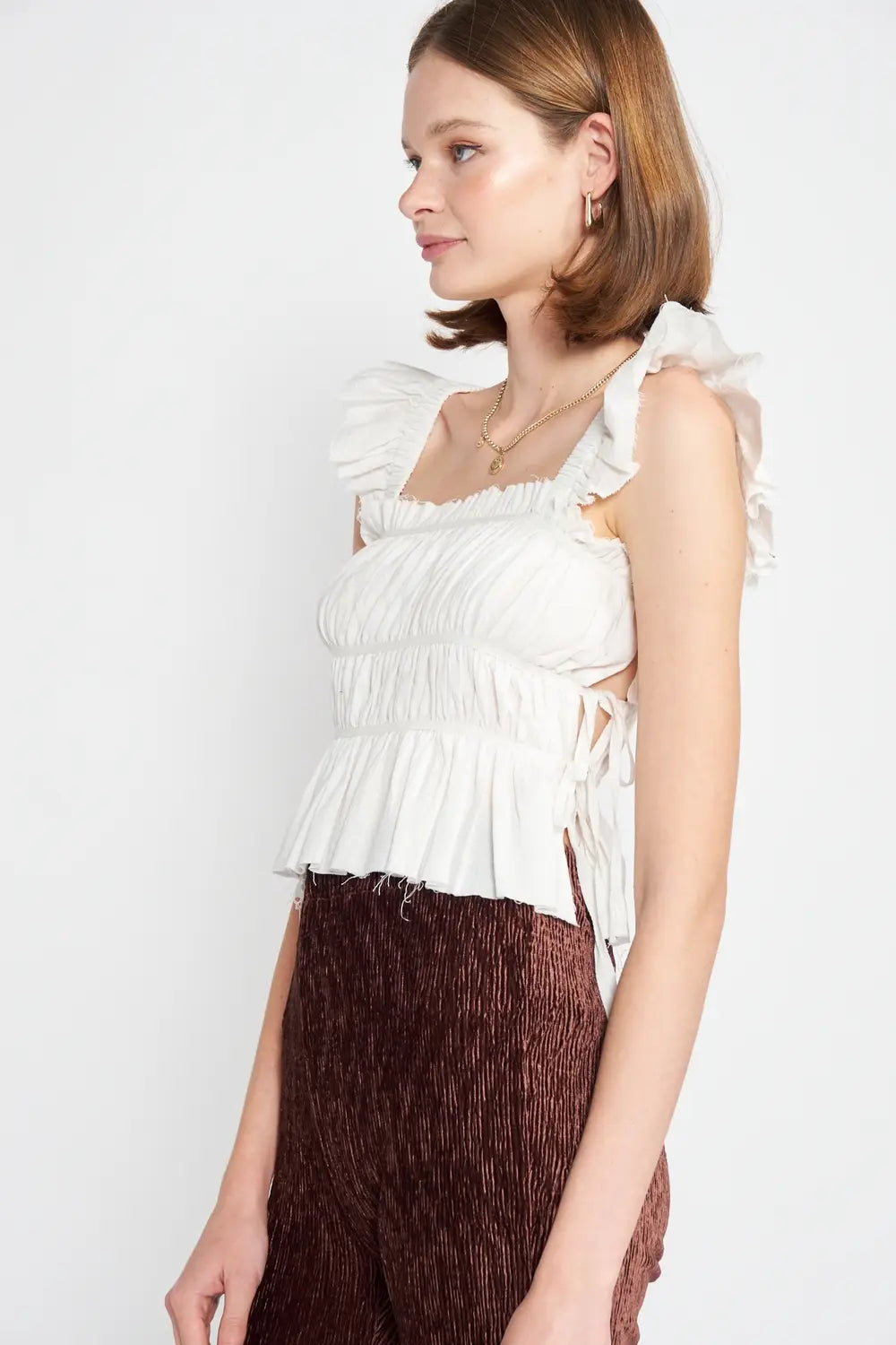Square Neck Ruffle Tank
