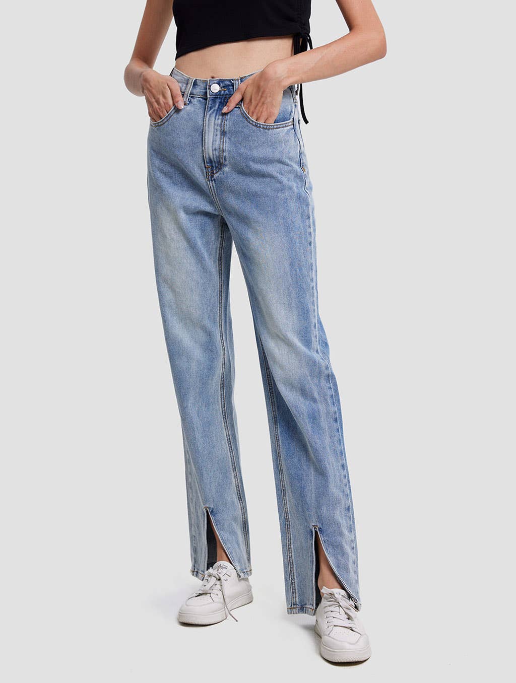 High Waist Split Jeans