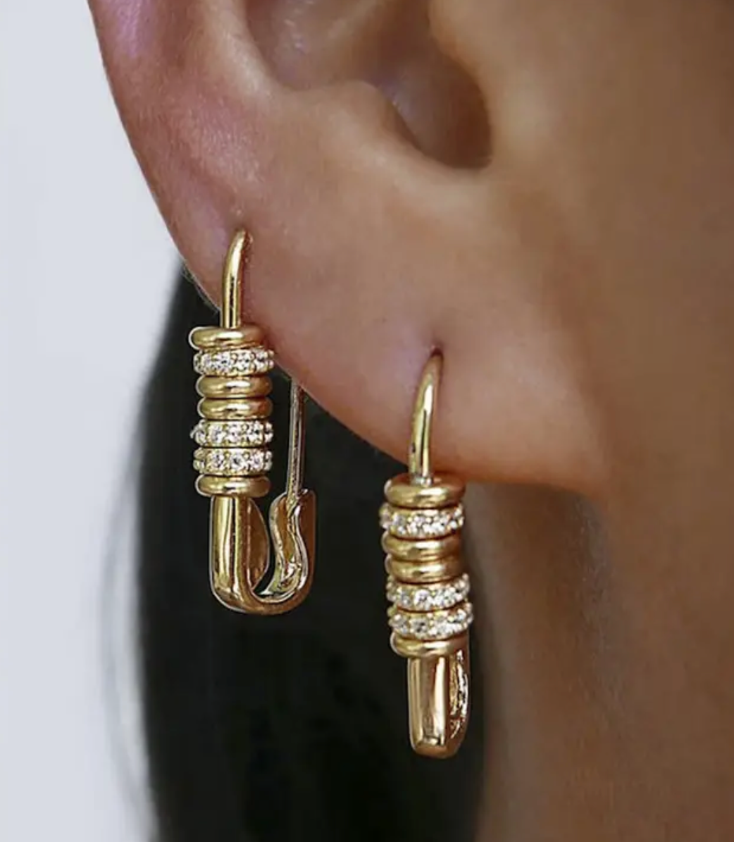 safety pin earrings with beads