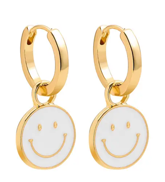 smiley face gold huggie earrings