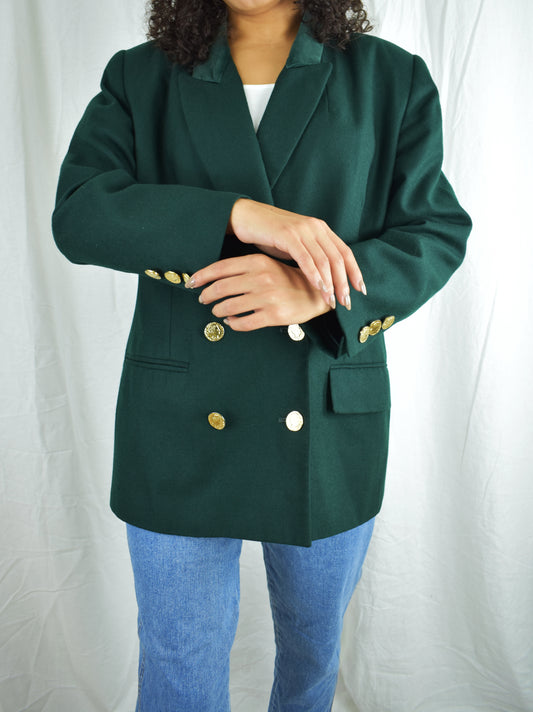 Emerald Blazer with Velvet Collar
