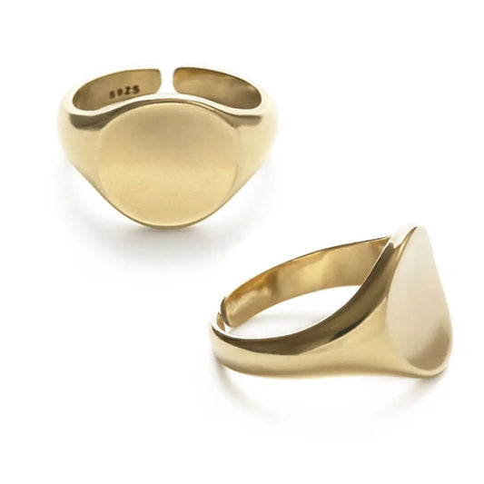 gold adjustable signet ring